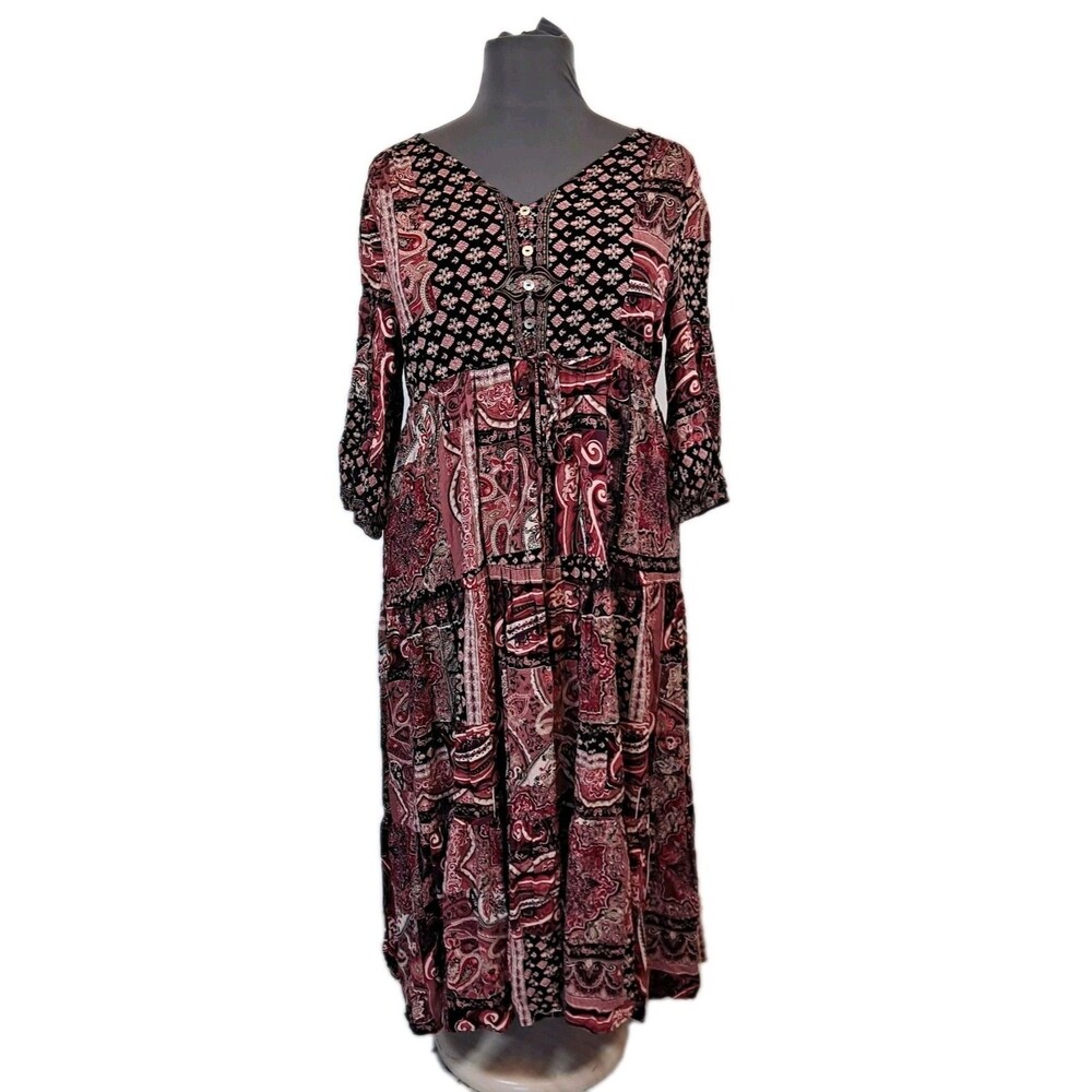 Aveology by City Chic Womens 18/20 Bohemian-style Maxi Dress Drawstring Waist
